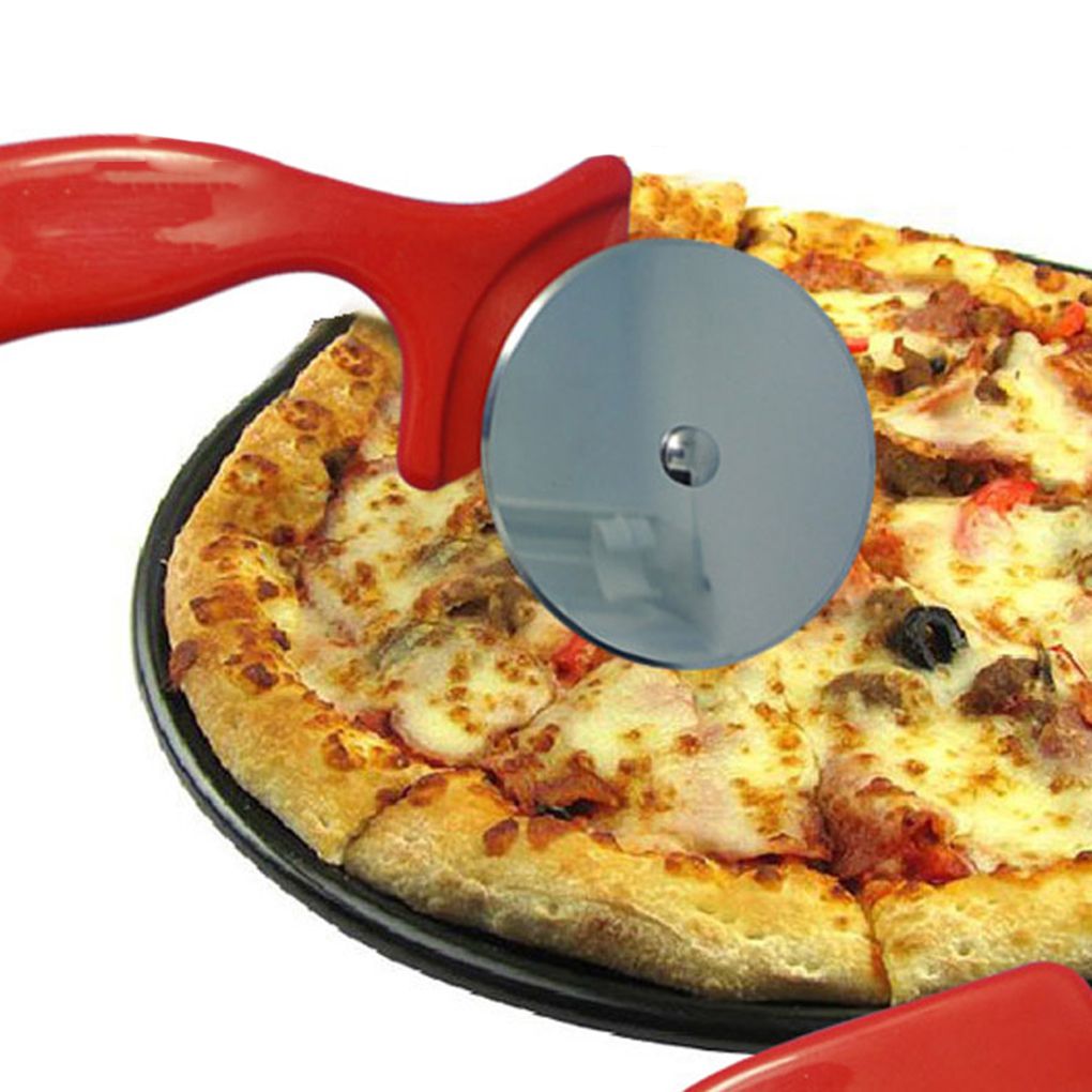 1pcs Stainless Steel Roller Type Pizza Cutter Bread Pies Wheels Rotary Cake Cut Cooking Tool AurDekhao.pk