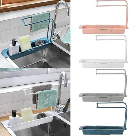 Expandable Storage Drain Basket Sponge Soap Sink Tray For Home Kitchen Telescopic Sink Holder