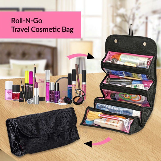 Women's Travel Cosmetic Bag Roll Up Makeup Hanging Organizer Pouch Roll-N-Go