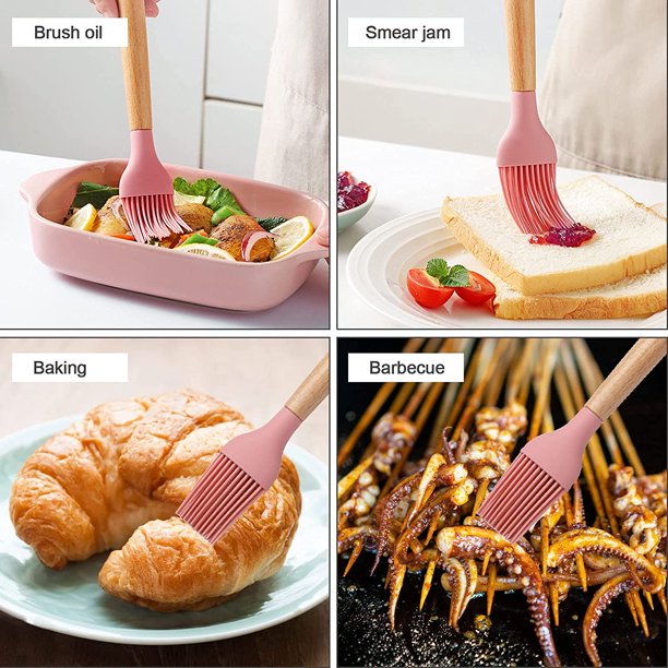 Wooden Handle Pastry Brushes, Spread Oil Butter Sauce Marinades For Bbq Grill Barbeque