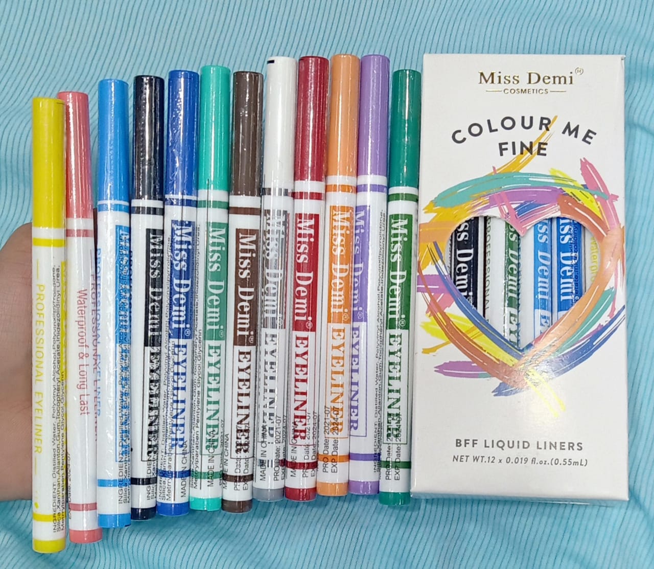 Miss Demi Water proof Colorful Eye Liner ( Pack of 12 )