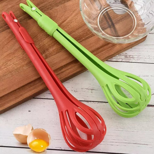 Egg beater and food clip in one