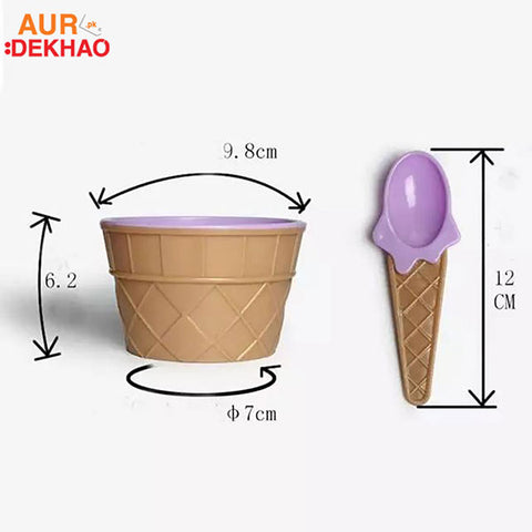 ice cream bowl with spoon pack of 4