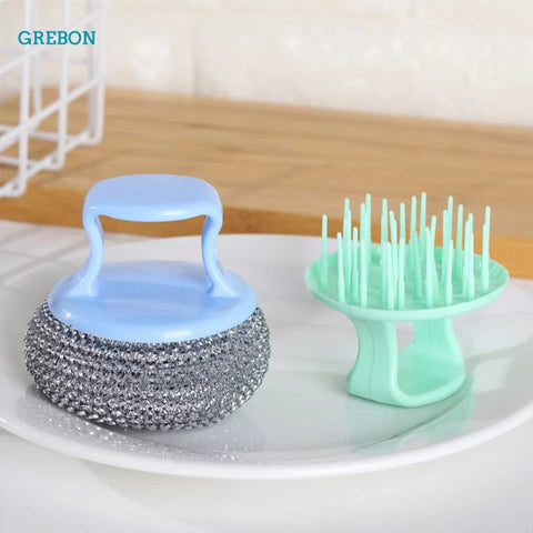 Kitchen Pot Cleaning Scrubbing Brush, Dish Bowl Washing Cleaner, Scourer For Cookware Cleaning, Pan Cleaning Scrubber