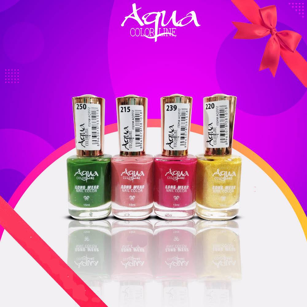 Aqua Color Line Long Wear Nail Polish Color New Deal Pack Of 4