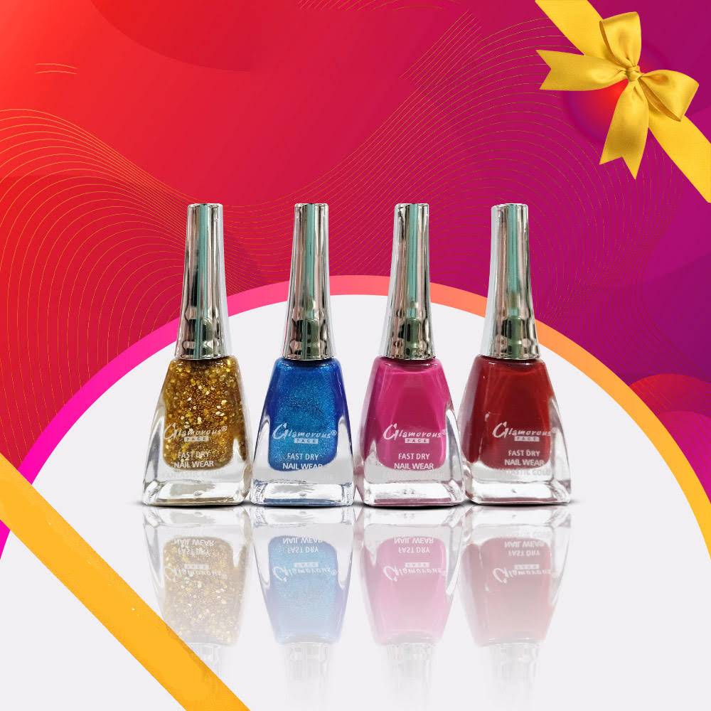 Glamorous Face Pack of 4 Fantastic Color Fast Dry Nail Paint
