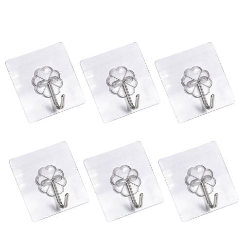 Flower Hook with Transparent Strong Adhesive (Pack Of 6)