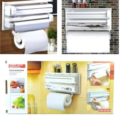 3in1 Kitchen Triple Paper Dispenser - Paper, Aluminum Foil AurDekhao.pk